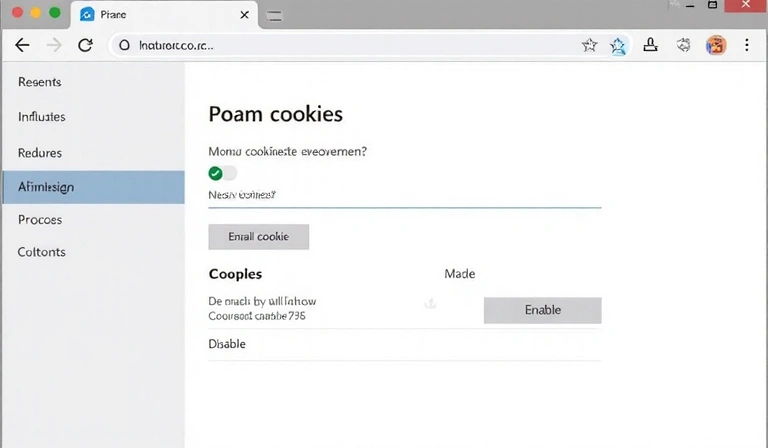 Browser settings for managing cookies