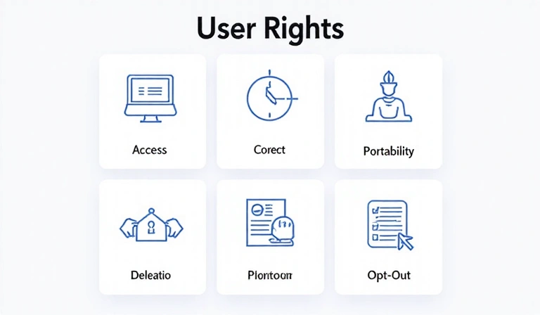 Illustration showing user rights and data control options