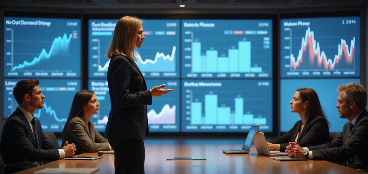 Entrepreneur presenting business plan to investors