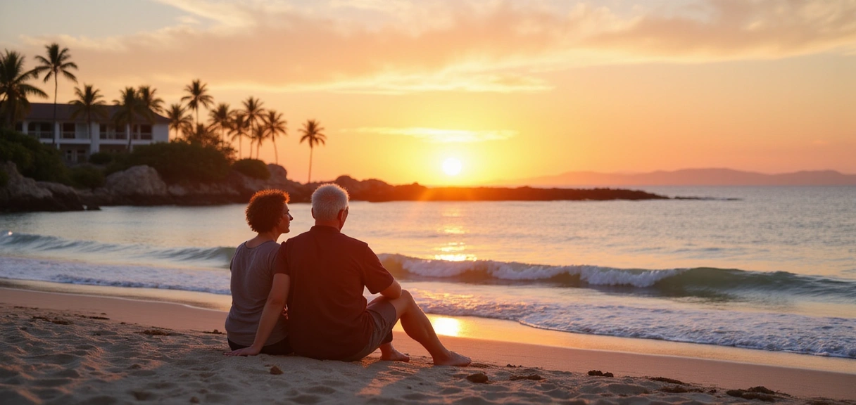 Retired couple enjoying their dream vacation