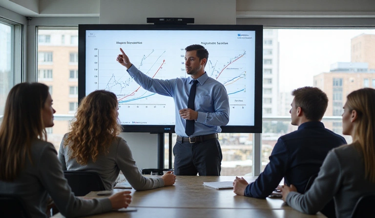 Instructor teaching financial concepts to engaged students
